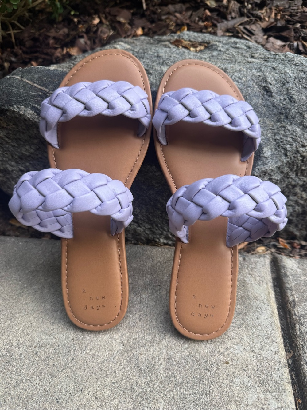 a new day Lilac Braided Double-Strap Slide Sandals Sz 8 NWOT - Picture 2 of 5